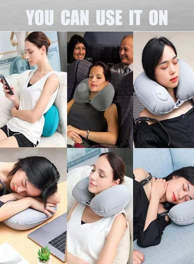 N.C U-Shaped Neck Pillow Travel Pillow for Travel Travel Pillow Soft Velvet Inflatable Pillow for Office, Airplane, Home, Washable, Carry-on, Comfortable and Convenient (Grey) - Image 5